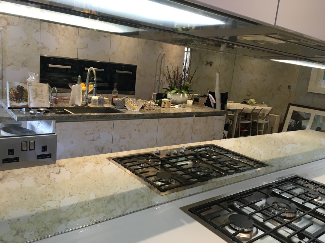 Mirror glass splashback in Crystal Palace luxury kitchen