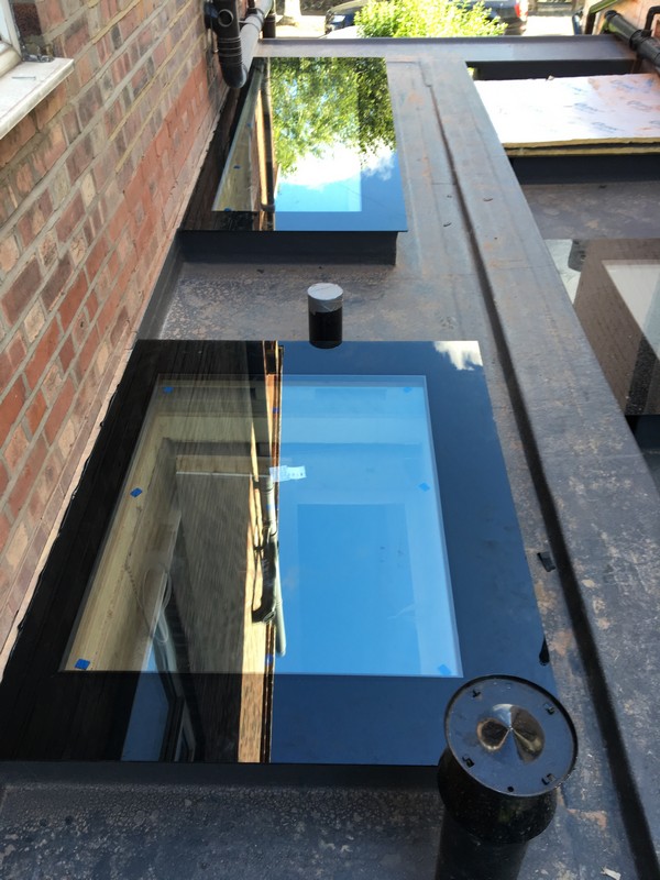 Multiple flat roof skylights on extension in Crystal Palace
